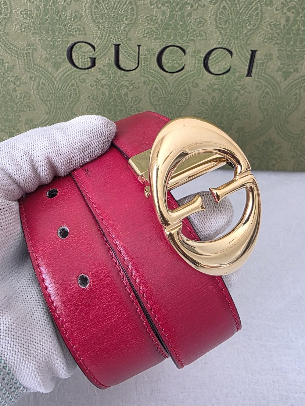 Aurh Gucci Double GG Reversible Leather Belt